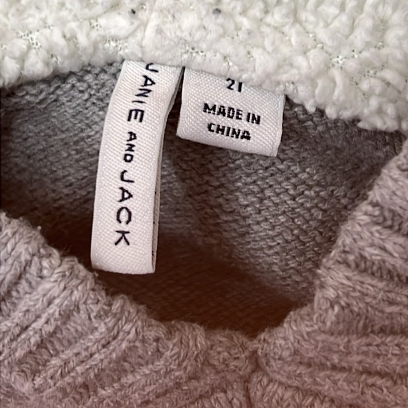 Janie and Jack Gray Hoodie with Green and Black Stripes - Picture 2 of 10